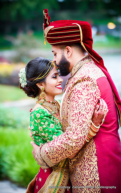 Indian Groom Kissing the Bride to be